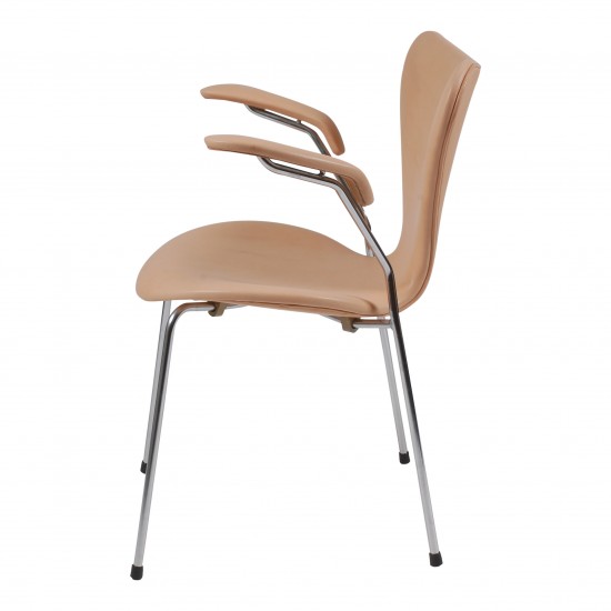 Arne Jacobsen 3207, seven armchair, natural leather - Cph-Classic